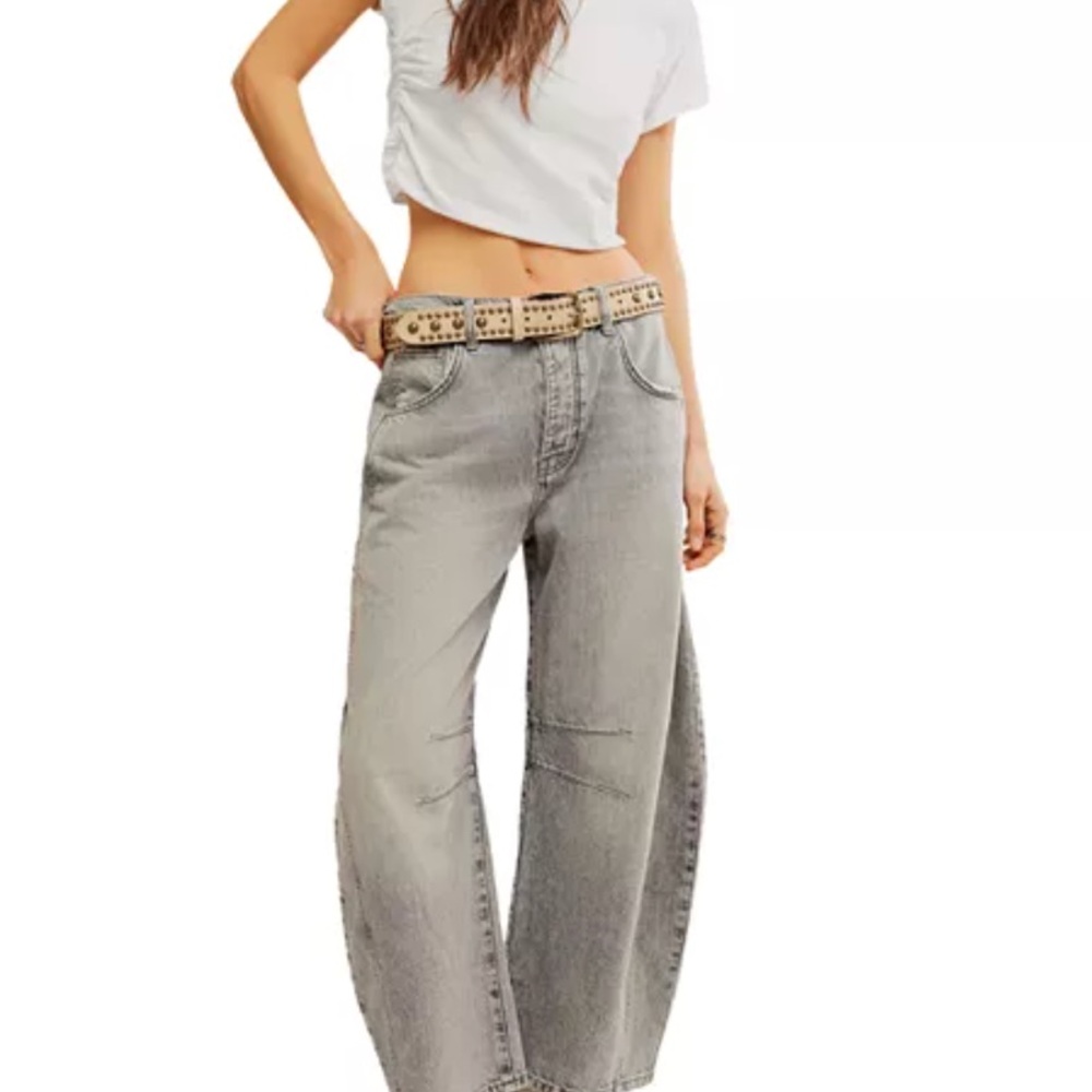 We The Free Gray barrel Jeans